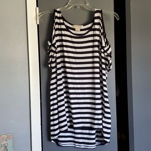 Michael Kors Striped Cold Shoulder Dress